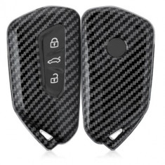 Husa Cheie Auto pentru VW/Skoda/Seat, 3 Butoane, Kwmobile, Plastic, Negru/Gri, 52655.01