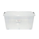 Cutie depozitare 80L cu capac si roti din plastic transparenta 725x470x360mm