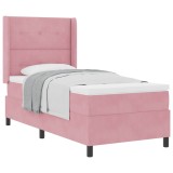 vidaXL Pat cu arcuri cu saltea cu headboard Roz 90 x 190 cm Catifea 3341989