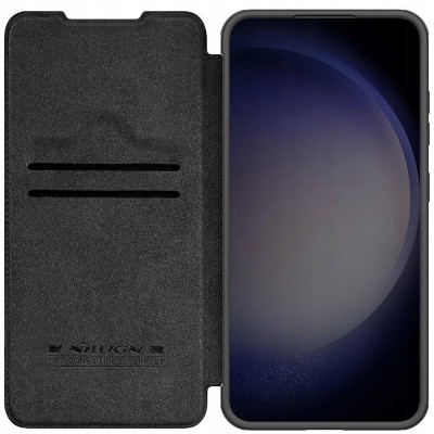 Husa tip carte pentru Samsung Galaxy S24, Nillkin, Piele ecologica, 2 Buzunare carduri, Negru foto