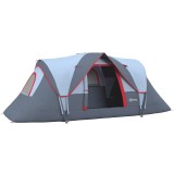 Outsunny Cort pentru Camping pentru 5-6 Persoane, Rezistent la Apa 3000mm si Protectie UV, Stalpi din fibra de sticla, 4.55x2.3x1.8m, Gri | Aosom Roma