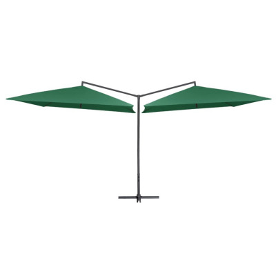 Umbrelă de soare dublă, st&amp;acirc;lp din oțel, verde, 250 x 250 cm foto