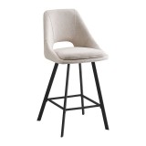 Cumpara ieftin Scaun bar Initiate crem din material teddy cu picioare din metal negru 48x56x98 cm