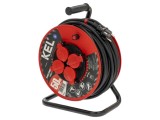 Prelungitor alimentare KEL 3x2,5mm2 bobinat cu 4 prize gumă negru