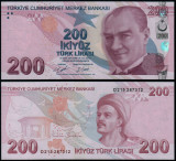TURCIA █ bancnota █ 200 Lira █ 2009 █ P-227d █ Seria D █ UNC █ necirculata