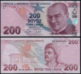 TURCIA █ bancnota █ 200 Lira █ 2009 █ P-227d █ Seria D █ UNC █ necirculata