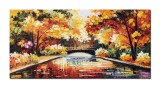 Cumpara ieftin Tablou pictat manual dormitor, living, Podul japonez, 120x60cm pictura ulei cutit, panza in, efect 3D, Fabulos