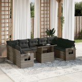 VidaXL Set mobilier de grădină cu perne, 10 piese, gri, poliratan 3268110
