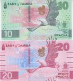 Bancnota Zambia 10 si 20 Kwacha 2024 - PNew UNC ( set x2 - vezi descriere )