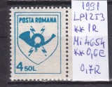 1991 Uzuala Poșta Rom&acirc;nă LP1253 MNH Pret 0,7+1 Lei, Posta, Nestampilat