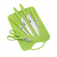 Set cutite Vanora, 6 piese, lama inox, maner plastic, ambalaj blister, Verde foto