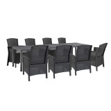 Set mobilier de gradina Leziter Barton 8+1, masa extensibila, grafit