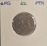 406 Bolivia 25 Centavos 1971, KM#193, America Centrala si de Sud