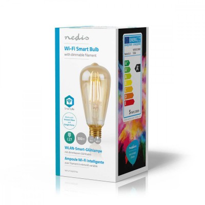 Bec Wi-Fi Smart LED cu filament Nedis E27 ST64 5W 500lm foto