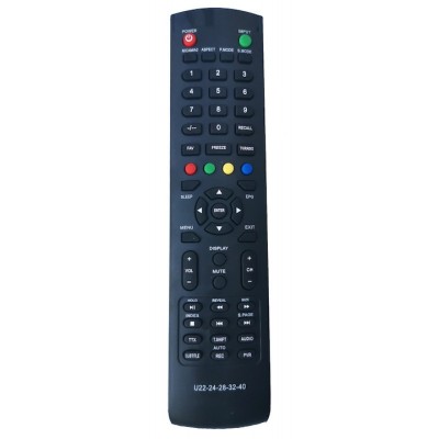 Telecomanda pentru Tv, Compatibila Utok, U22FHD1, U24FH1, U24HD1, U28HD1, U32HD1, U32HD2, U32HD6, U40FHD2, U40FHD3, neagra foto