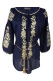 Bluza dama tip ie R222, albastru/auriu , marimea L