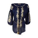 Bluza dama tip ie R222, albastru/auriu , marimea 2XL
