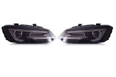 Set faruri tuning VW POLO (6R), 2011-12.2017, dynamic indicator; cu LED indicator; cu LED daytime running light; H7; electrical; negru; fara becuri; foto