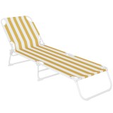 Sezlong pliant Sersimo, 186 x 56 cm, pentru plaja sau gradina, alb galben, capacitate 110kg Household NewTrend