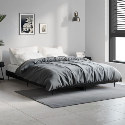 vidaXL Cadru de pat, negru, 140x190 cm, lemn prelucrat foto