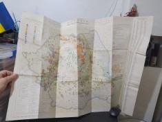 Harta Substanțelor Minerale Utile, Rom&acirc;nia, 1983, scara 1:1.000.000 62x96 cm, ediția II, Notă Explicativă 1984 și Arii Reprezentative 1983
