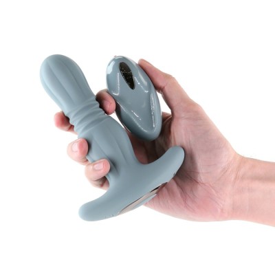 Vibrator Anal Cu Functie &amp;amp;quot;Du-te/Vino&amp;amp;quot; Renegade Gemini, Cenusiu, 14.5 cm foto