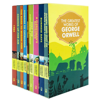 The Greatest Works Of George Orwell 9 Books Set (Homage To Catalonia, Burmese Days, 1984, Animal Farm, The Road To Wigan Pier, Down And Out In Paris A foto