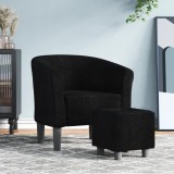 VidaXL Fotoliu tip cuvă cu taburet, negru, material textil