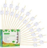 Set de 100 scobitori cu iepurasi, bambus, alb, 12 cm