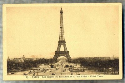 AD 520 C. P. VECHE - PARIS - LES JARDINS DU TROCADERO ET LA TOUR EIFFEL -FRANTA foto