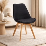 Cumpara ieftin Scaun Bucatarie/Living Jumi, Stofa Neagra, Lemn, 49x55x82 cm, Stil Scandinav, Ergonomic, Max 130 kg
