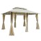 Pavilion/foisor pentru gradina/terasa, cadru metalic, cu perdele, crem, 4x3x2.65 m