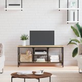 vidaXL Comodă TV, stejar sonoma, 100x35x45 cm, lemn prelucrat &amp; fier