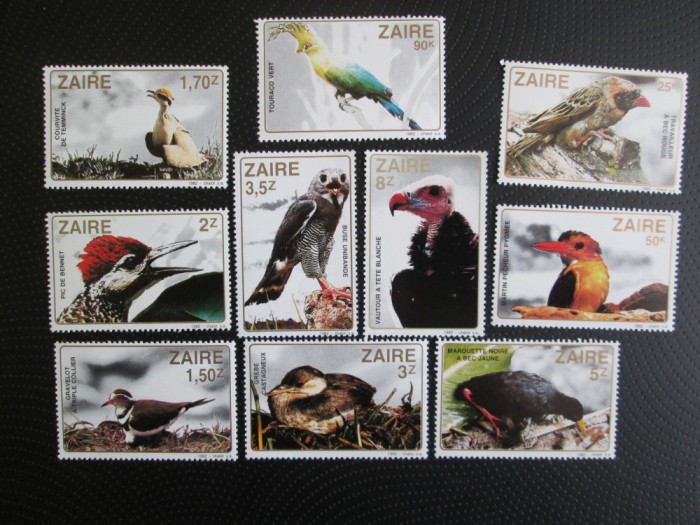 ZAIRE PASARII SERIE MNH=63