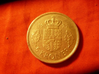 Moneda 5 koroane 1977 Danemarca , cal. f. buna foto
