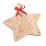 Set platou cutit Craciun lemn natur cm 22 x 21 H