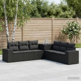 Cumpara ieftin Set de canapea 7 buc. Negru 55 x 55 x 69 cm Ratan poli si Otel