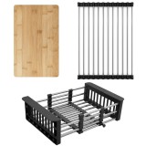 Set accesorii pentru chiuvetă de bucătărie 3 piese REA Black