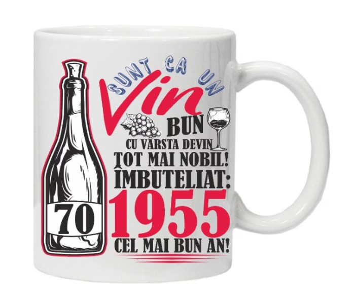 Cana alba personalizata &quot;Un Vin Bun 1955-70&quot;, INOVATIX&reg;. 330ml