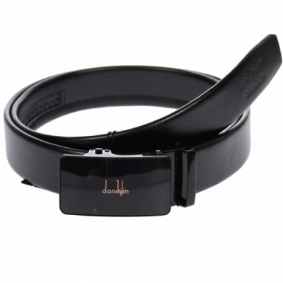 Curea din piele pentru barbati, catarama metalica fara ac, latime 3.5 cm, lungime reglabila, negru - LS221NNBR foto