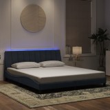 VidaXL Cadru de pat cu lumini LED, gri &icirc;nchis, 180x200 cm, catifea