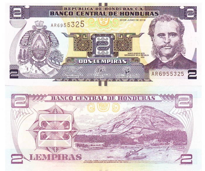 Honduras 2 Lempiras 2019 P-97 UNC