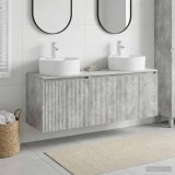 Cumpara ieftin Set dulap baie 3 buc. Gri Beton 161,5 x 44,5 x 82 cm