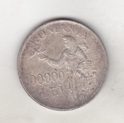 bnk mnd Romania 100000 lei 1946 ,argint , stare buna foto