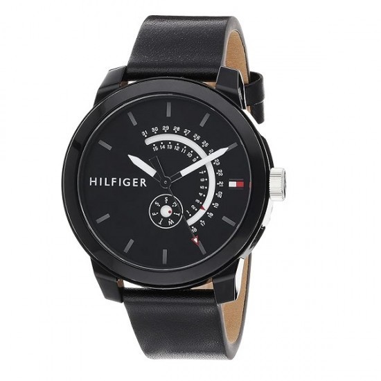 Tommy Hilfiger 1791479, Ceas de m&acirc;nă pentru bărbați cu dată și zi, negru.