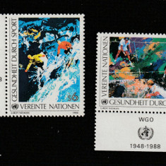 Natiunile Unite Vienna 1988-Sanatate prin sport,serie 2 val.,dant,MNH,Mi.85-86