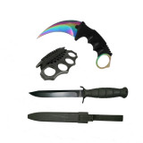 Set cutit de vanatoare 29 cm ,Box si Cutit karambit IdeallStore&reg; , otel inoxidabil , teaca inclusa