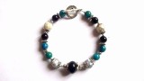 Bratara dama Onix, Howlite, Crisocolla si Agate, 19cm, pietre semipretioase, lucrat manual