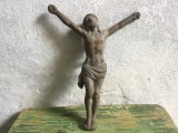 arta / religie / colectie - Veche statueta din fonta turnata sec XIX Iisus pe cruce !