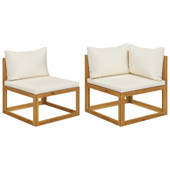 vidaXL Set canapea 2 piese cu perne alb crem, lemn masiv de acacia 311857